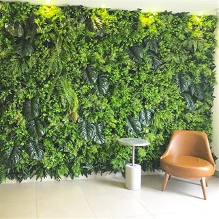 צמחים מלאכותיים ירוקים תלת מימדיים פאנל קיר רקע קיר מפלסטיק